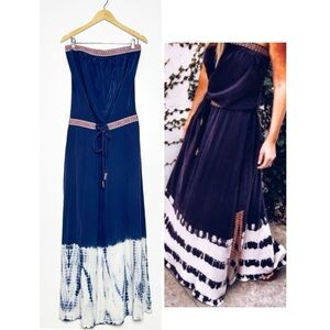 Gypsy 05 Global Village 100% Silk Cairo Strapless Maxi Dress Size Medium